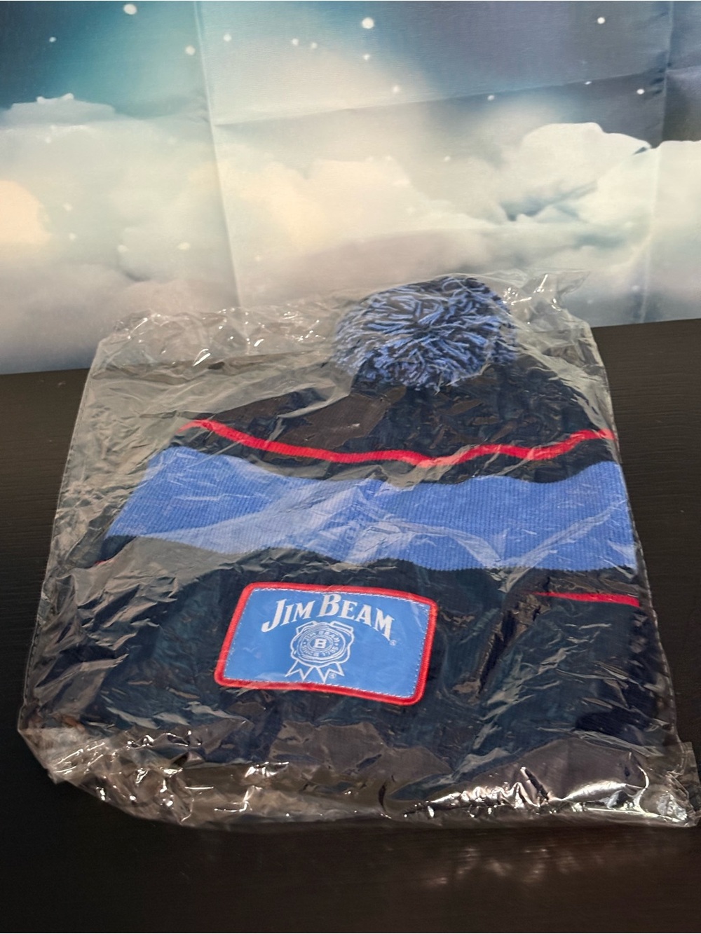 Jim Beam Chicago Cubs knit beanie with Pom Pom. Exclusive Stadium giveaway. New